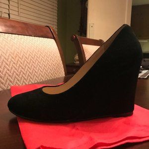 Christian Louboutin Black Suede Wedge Pumps / Size 10.5 (US)